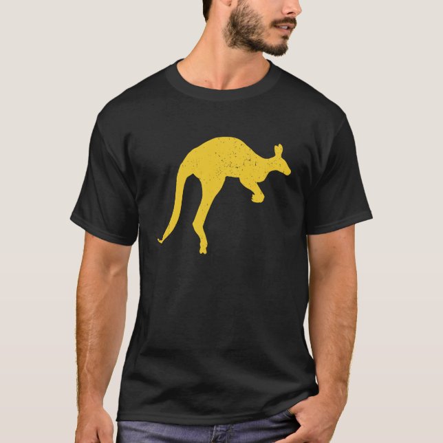 Kangaroo Aussie Australia Roo Gult Kangaroo T Shirt (Framsida)