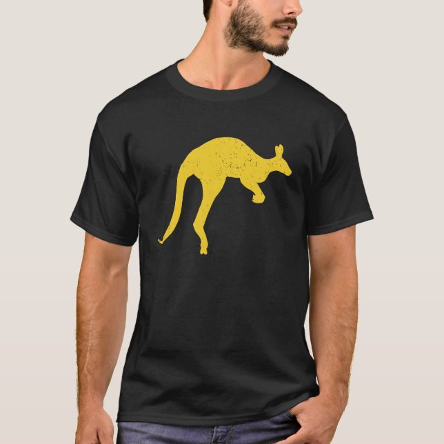 Kangaroo Aussie Australia Roo Yellow Kangaroo T Shirt (Framsida)
