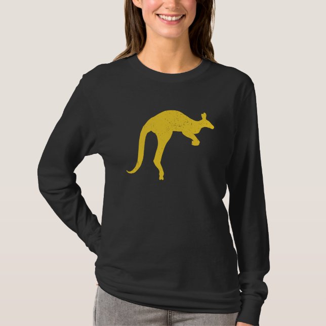 Kangaroo Aussie Australia Roo Yellow Kangaroo T Shirt (Framsida)