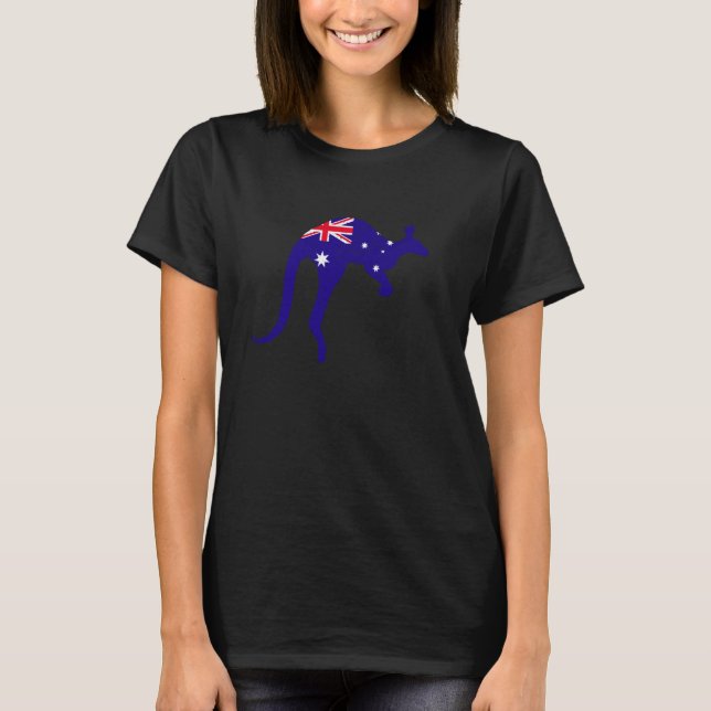 Kangaroo Aussie Australian Flag Roo Australia Kang T Shirt (Framsida)