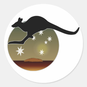 Kangaroo Aussie Icon Stickers Runt Klistermärke