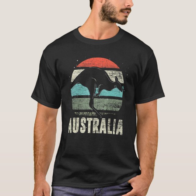 Kangaroo Aussie Zoo Animal Retro Australien T Shirt (Framsida)