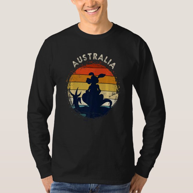 Kangaroo Australia Animal Aussie Retro Australia T Shirt (Framsida)