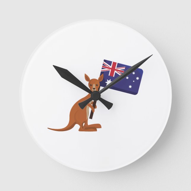 kangaroo australia flag rund klocka (Framsida)