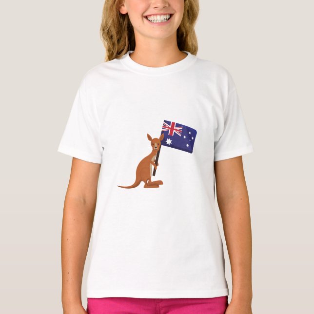 kangaroo australia flag t shirt (Framsida)