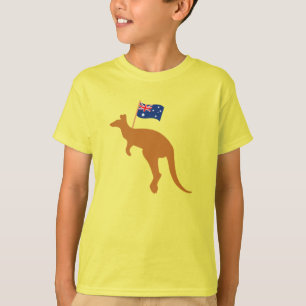 Kangaroo australia flagga barn t shirt