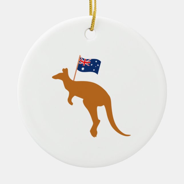 kangaroo australia flagga julgransprydnad keramik (Framsidan)