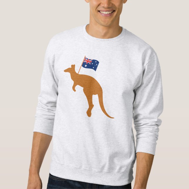 kangaroo australia flagga lång ärmad tröja (Framsida)