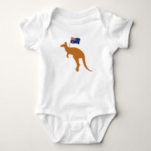 kangaroo australia flagga vit t shirt