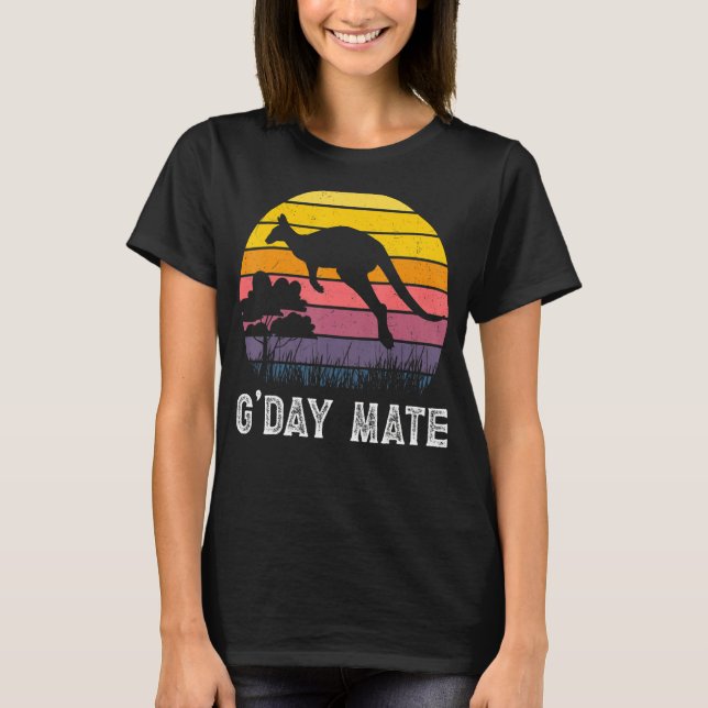 Kangaroo Australia G'Day Mate Australia Symbol Wom T Shirt (Framsida)
