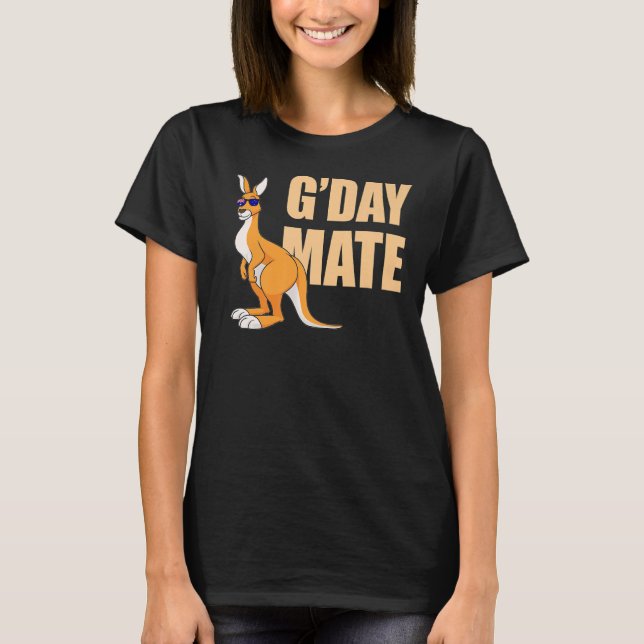 Kangaroo Australia G'Day Mate Australian Symbol T Shirt (Framsida)