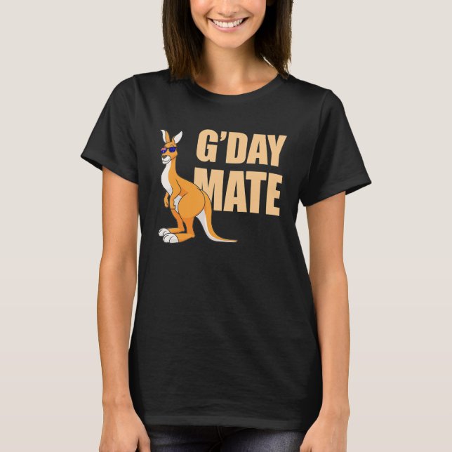 Kangaroo Australia G'Day Mate Australian Symbol T Shirt (Framsida)