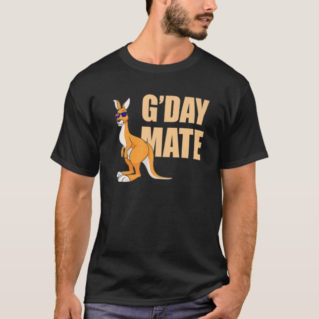 Kangaroo Australia G'Day Mate Australian Symbol T Shirt (Framsida)