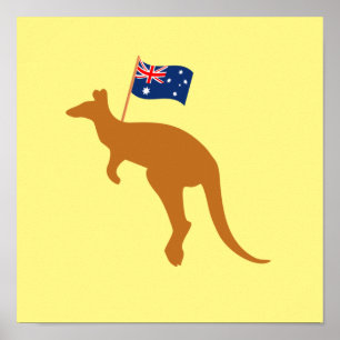 kangaroo australia gult square poster