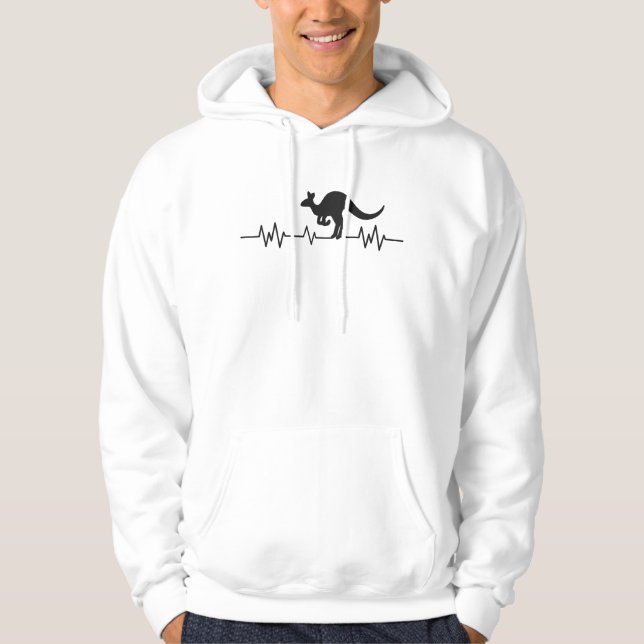 Kangaroo Australia Pulse Heartslag Australian Roli Hoodie (Framsida)