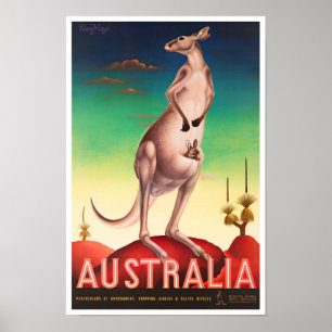 Kangaroo Australia vintage resor Poster
