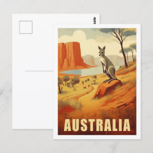 Kangaroo Australien Berömd Vintage resor Ställe Vykort