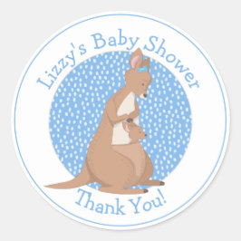 Kangaroo Baby Shower Blue Tack Runt Klistermärke
