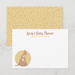 Kangaroo Baby Shower Gult Advice for Mamma Inbjudningar