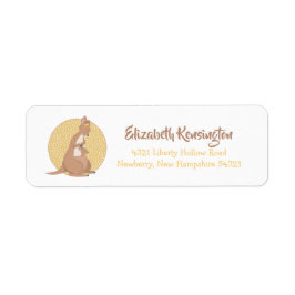 Kangaroo Baby Shower Neutralt Gult och Brown Returadress Etikett
