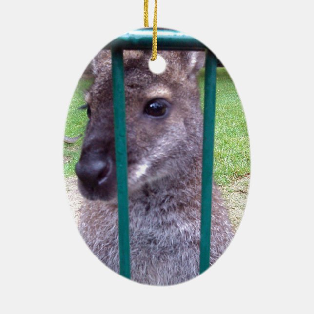 Kangaroo bakom pub julgransprydnad keramik (Baksidan)