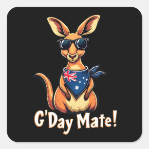 Kangaroo Bandana Australian Flagga Celebrate Aussi Fyrkantigt Klistermärke