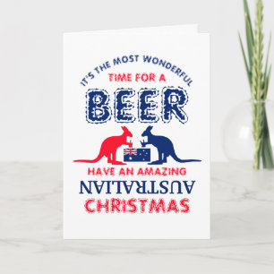 Kangaroo Beer, Australiska Flagga Jul Hälsning Kort