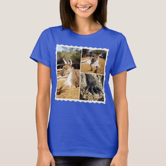 Kangaroo Bild Collage, Dam Tshirt T Shirt (Framsida)