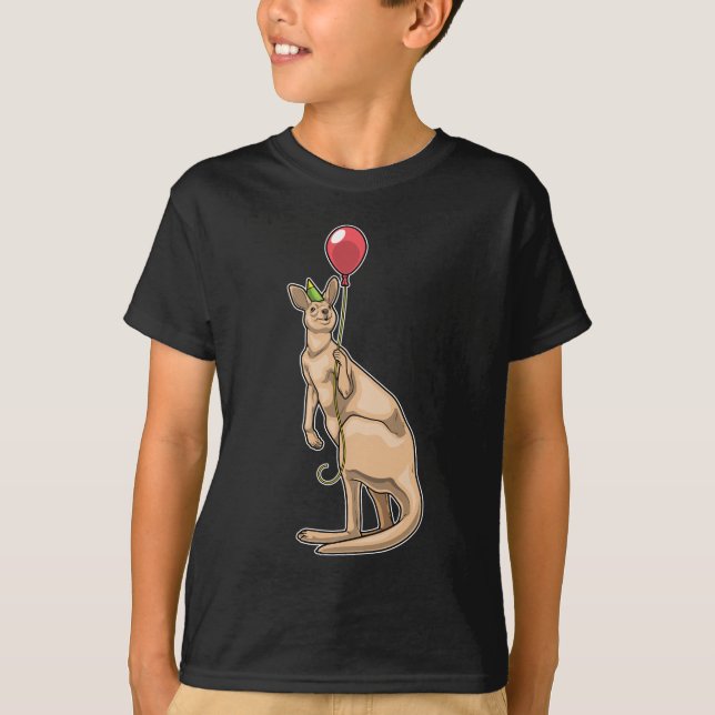 Kangaroo Birthday Balloon T Shirt (Framsida)