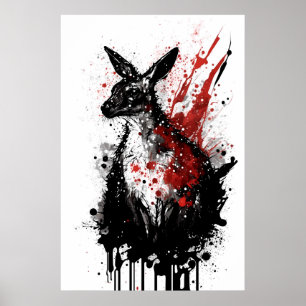 Kangaroo Bläck Painting Poster