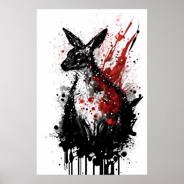 Kangaroo Bläck Painting Poster (Framsidan)