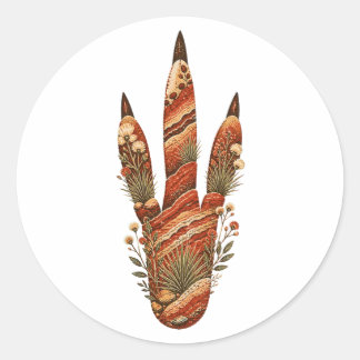 Kangaroo Botanical Footprint Nature Sticker Runt Klistermärke
