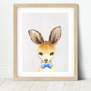 Kangaroo Bowtie Nursery Art Skriv ut Poster