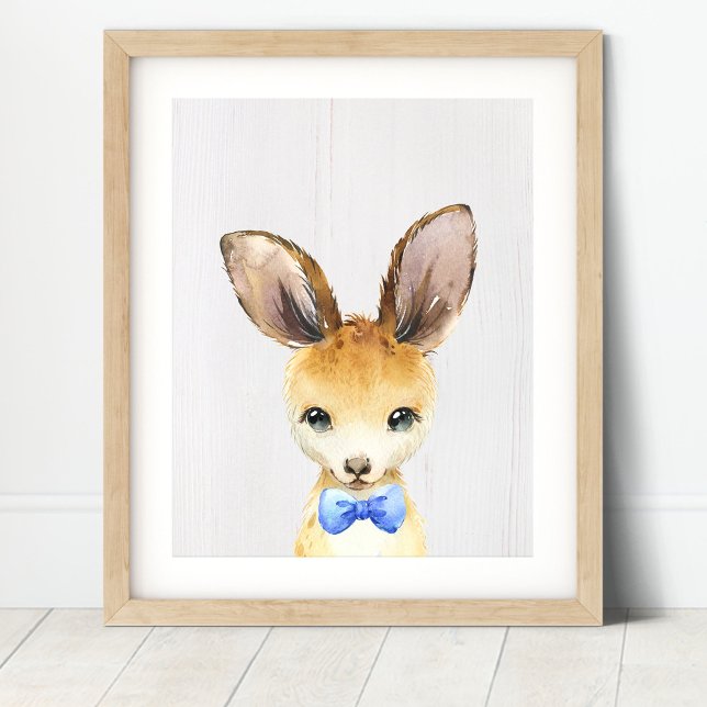 Kangaroo Bowtie Nursery Art Skriv ut Poster (Skapare uppladdad)