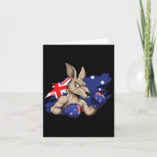 Kangaroo Boxer Boxing Australian Flagga Kärlek Aus Kort (Framsida)