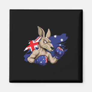 Kangaroo Boxer Boxing Australian Flagga Kärlek Aus Magnet
