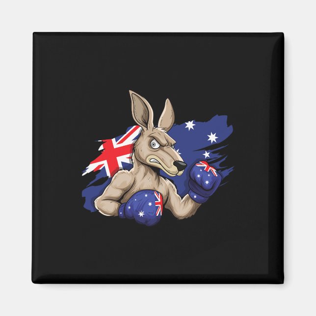 Kangaroo Boxer Boxing Australian Flagga Kärlek Aus Magnet (Framsidan)