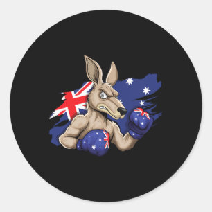 Kangaroo Boxer Boxing Australian Flagga Kärlek Aus Runt Klistermärke