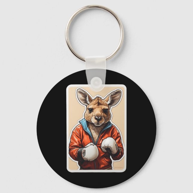 Kangaroo Boxer Design - Spelande boxing Kangaroo A Nyckelring (Framsida)