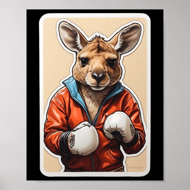 Kangaroo Boxer Design - Spelande boxing Kangaroo A Poster (Framsidan)