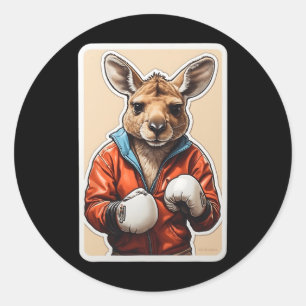 Kangaroo Boxer Design - Spelande boxing Kangaroo A Runt Klistermärke