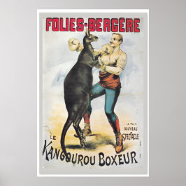 Kangaroo Boxing - 1890s Vintage Style French Art Poster