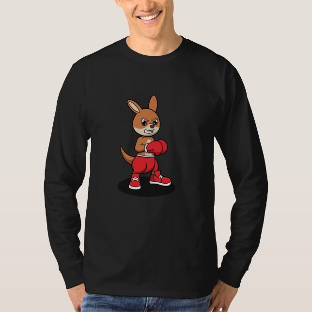 Kangaroo Boxing Hobby Sports Cute Animals T Shirt (Framsida)