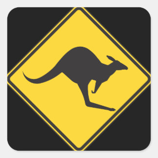 Kangaroo Caution-tecken Fyrkantigt Klistermärke