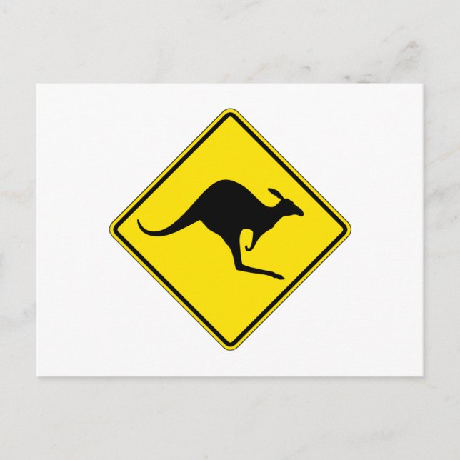 Kangaroo Crossing, Traffic Warning Sign, Australie Vykort (Framsida)