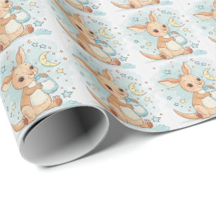 Kangaroo Cute Baby Pastel Watercolor Mönster Presentpapper