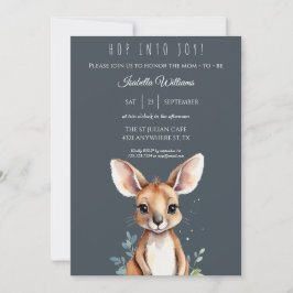 Kangaroo Cute Watercolor Elegant Baby Shower Inbjudningar