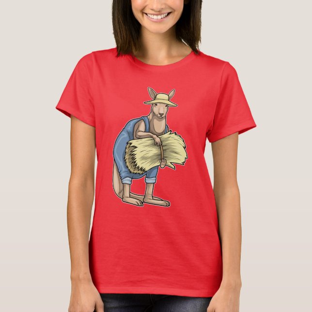 Kangaroo Farmer Straw T Shirt (Framsida)
