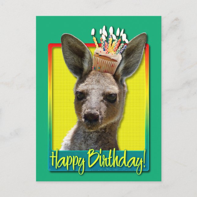 Kangaroo, födelsedagskalas vykort (Framsida)