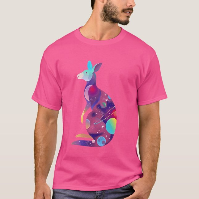 Kangaroo Fold Space Fantasy Djur älskare Unik G T Shirt (Framsida)